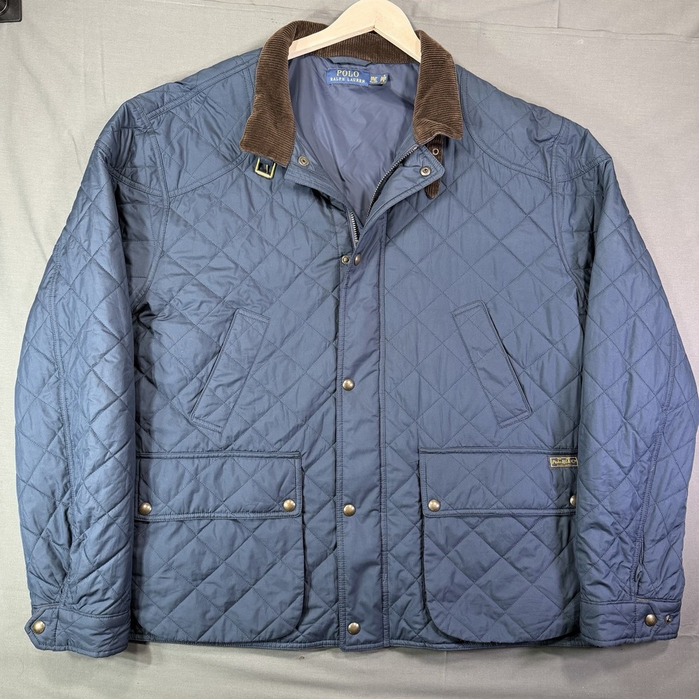 Polo Ralph Lauren Men Quilted Field Jacket Sz 3XLT Navy Blue $298 Barn Coat
